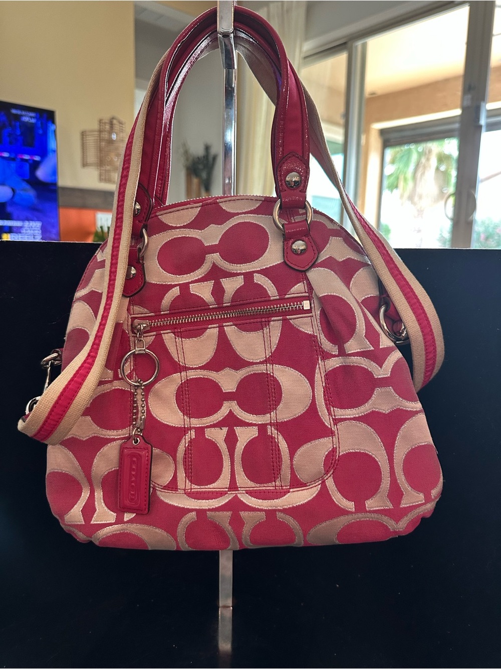 Coach #178 Poppy Signature Lurex C Outline Satchel/Crossbody